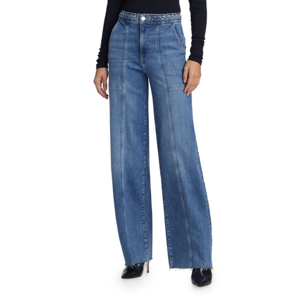 Frame Braided Stretch Wide-Leg Jeans - Daphne Blue - Picture 7 of 11